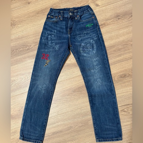 Polo Ralph‎ Lauren Boys Jeans Sullivan Boy’s Sz 10 Slim Denim Patchwork EUC - Picture 2 of 7